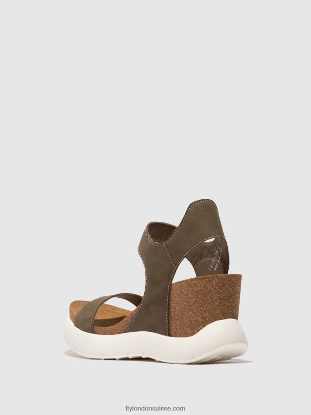 860NR398 sandales velcro gogo967 Fly London kaki femmes