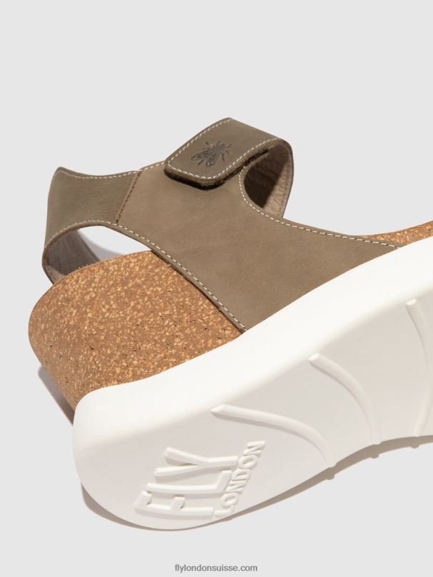 860NR398 sandales velcro gogo967 Fly London kaki femmes