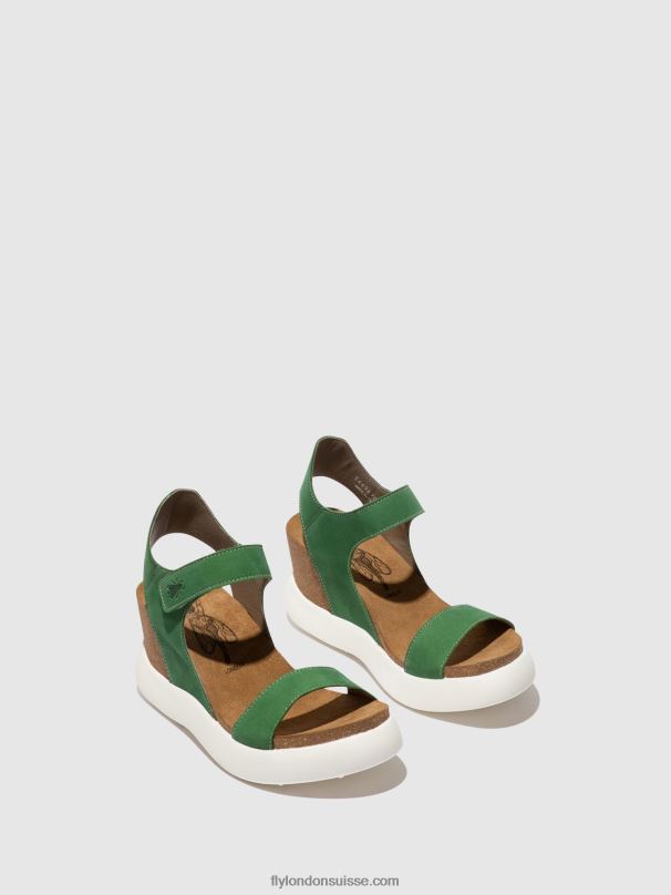 860NR399 sandales velcro gogo967 Fly London vert citron femmes