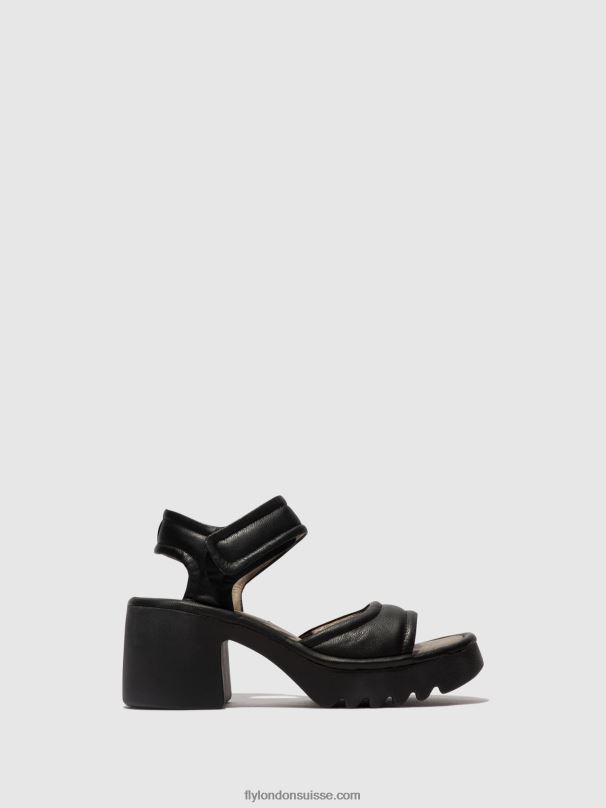 860NR401 sandales velcro mank433 Fly London noir femmes