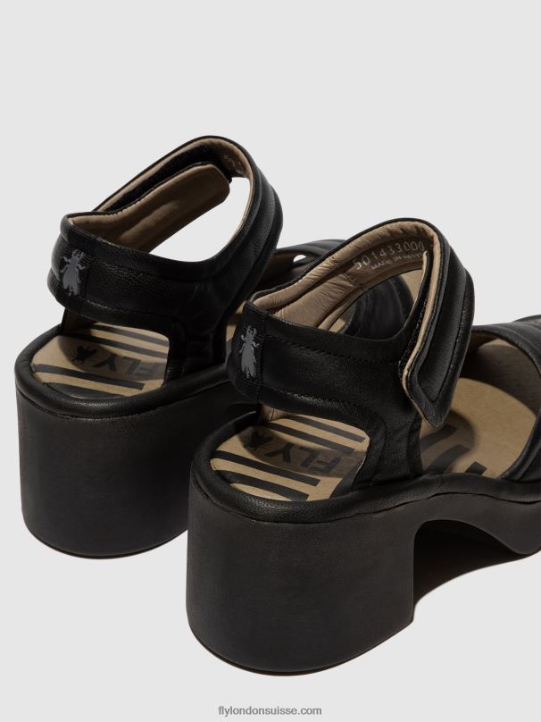 860NR401 sandales velcro mank433 Fly London noir femmes