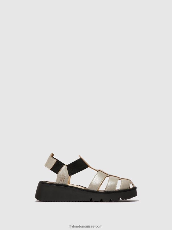 860NR405 sandales à bride en T pefi429 Fly London argent femmes