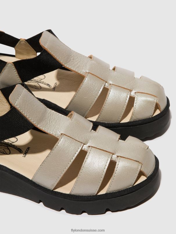 860NR405 sandales à bride en T pefi429 Fly London argent femmes