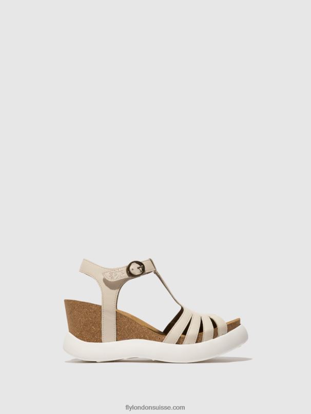 860NR409 sandales à bride en T gait959 Fly London blanc femmes