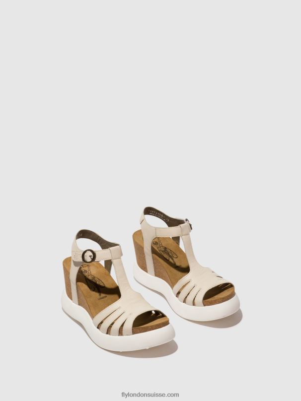 860NR409 sandales à bride en T gait959 Fly London blanc femmes