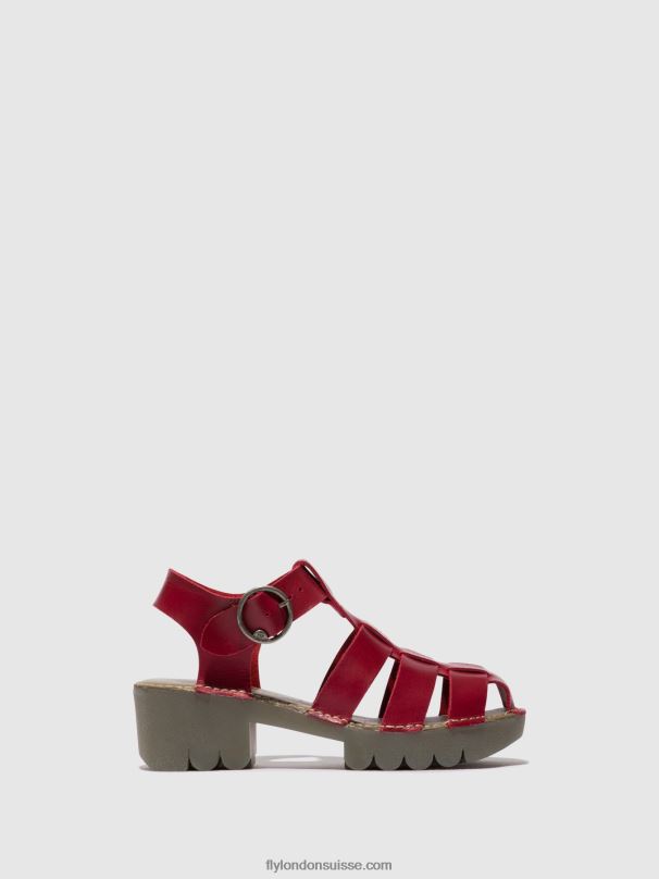 860NR416 sandales à bride en T emme511 Fly London rouge femmes