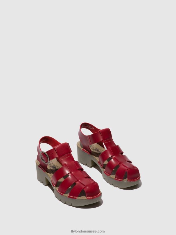 860NR416 sandales à bride en T emme511 Fly London rouge femmes