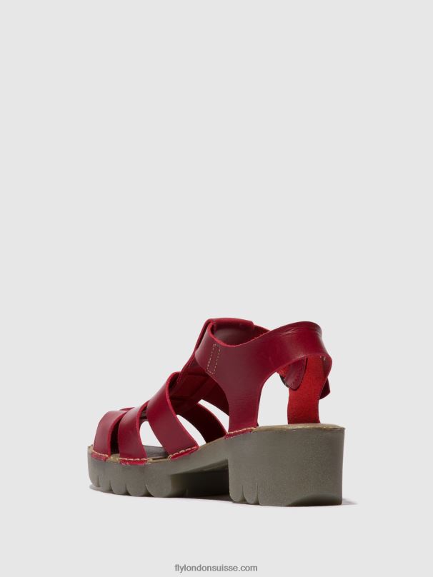 860NR416 sandales à bride en T emme511 Fly London rouge femmes