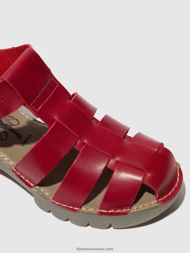 860NR416 sandales à bride en T emme511 Fly London rouge femmes
