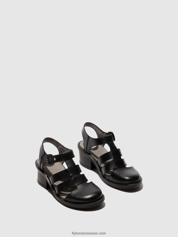 860NR420 sandales à bride en T cahy195 Fly London noir femmes
