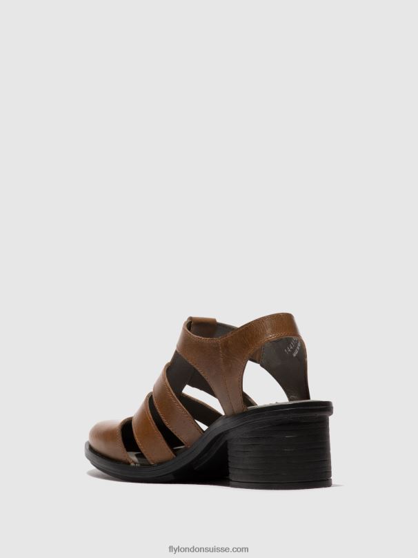 860NR421 sandales à bride en T cahy195 Fly London chameau femmes