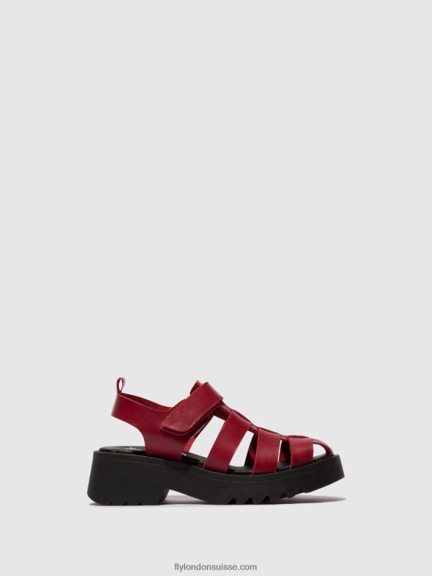 860NR424 sandales à lanières maie850 Fly London rouge femmes