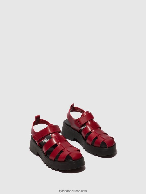 860NR424 sandales à lanières maie850 Fly London rouge femmes