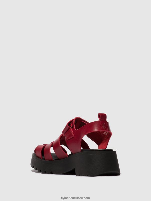 860NR424 sandales à lanières maie850 Fly London rouge femmes