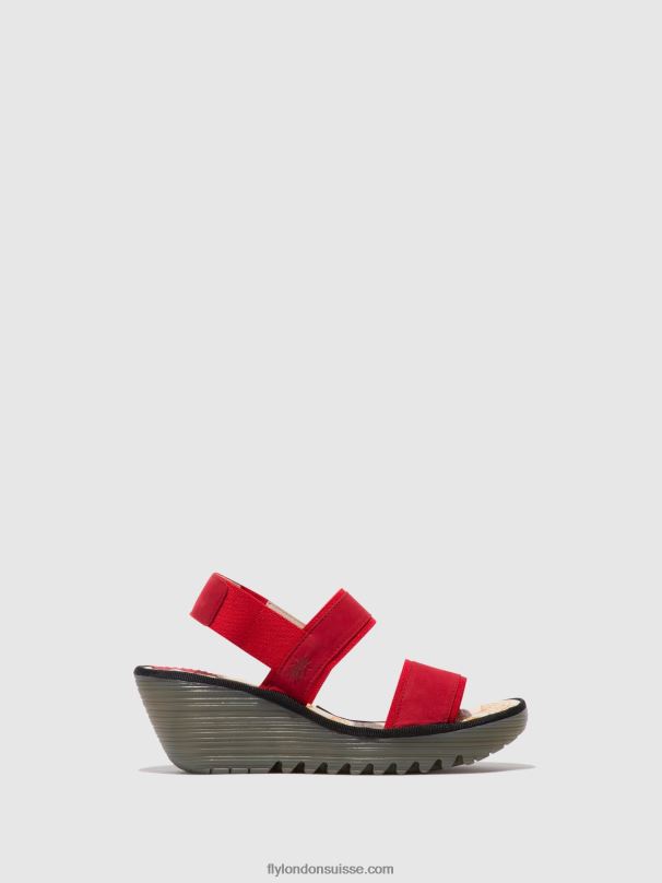 860NR436 sandales à bride arrière yaco416 Fly London rouge à lèvres rouge femmes