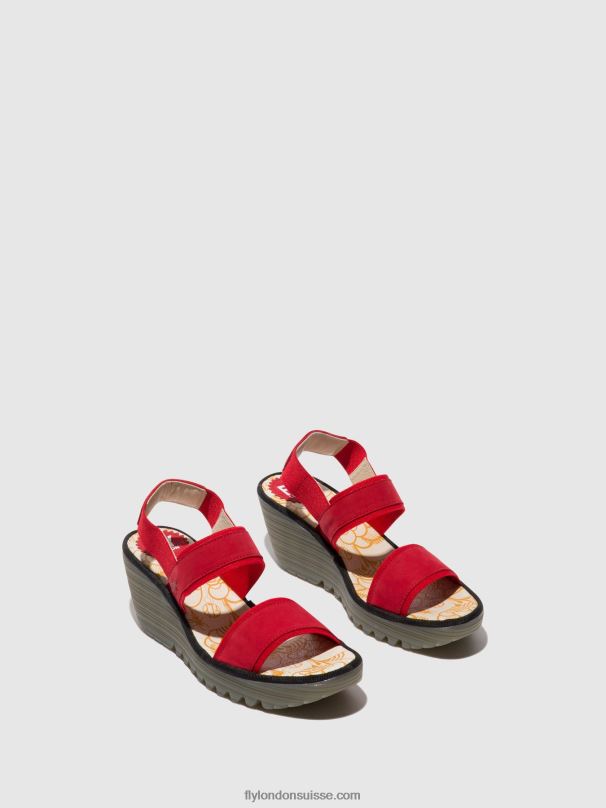 860NR436 sandales à bride arrière yaco416 Fly London rouge à lèvres rouge femmes