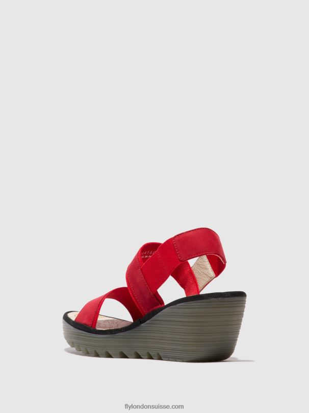 860NR436 sandales à bride arrière yaco416 Fly London rouge à lèvres rouge femmes