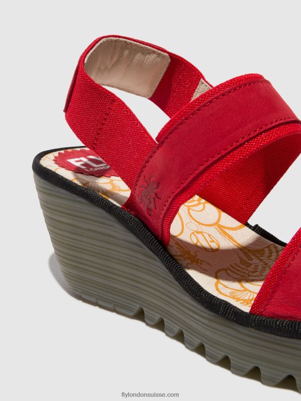 860NR436 sandales à bride arrière yaco416 Fly London rouge à lèvres rouge femmes