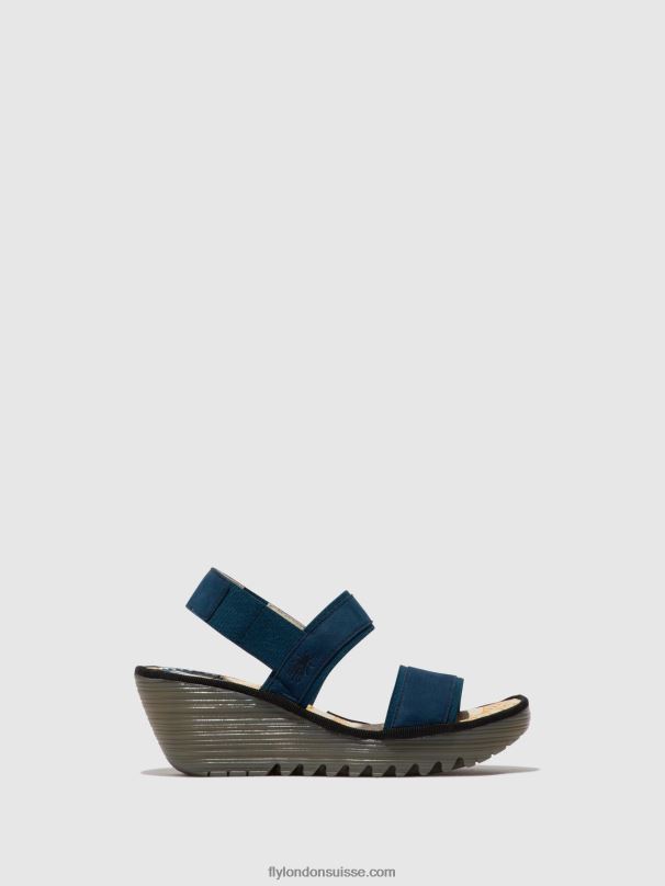 860NR438 sandales à bride arrière yaco416 Fly London bleu femmes