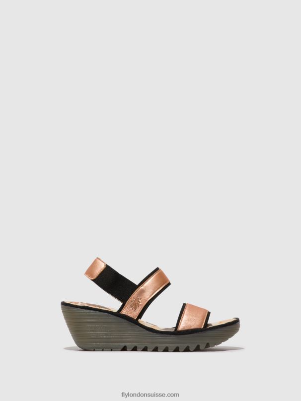 860NR439 sandales à bride arrière yaco416 Fly London rougir d'or femmes