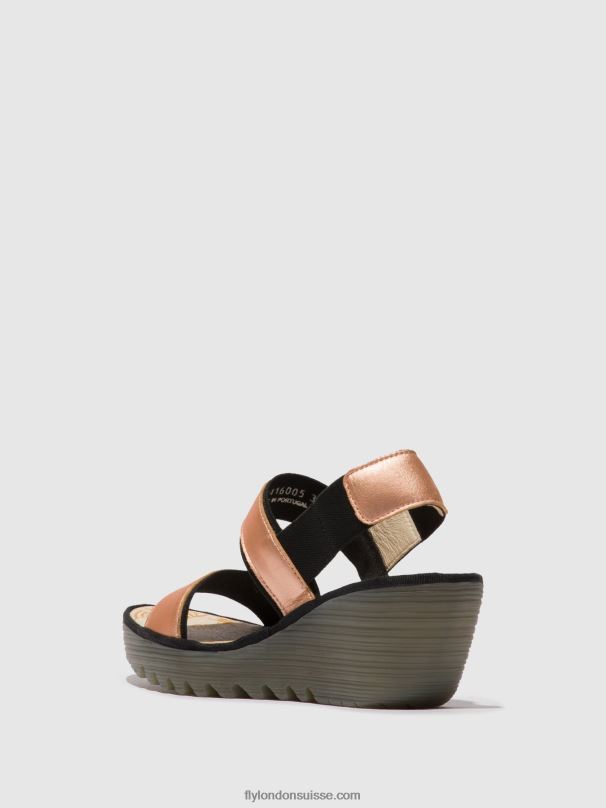 860NR439 sandales à bride arrière yaco416 Fly London rougir d'or femmes