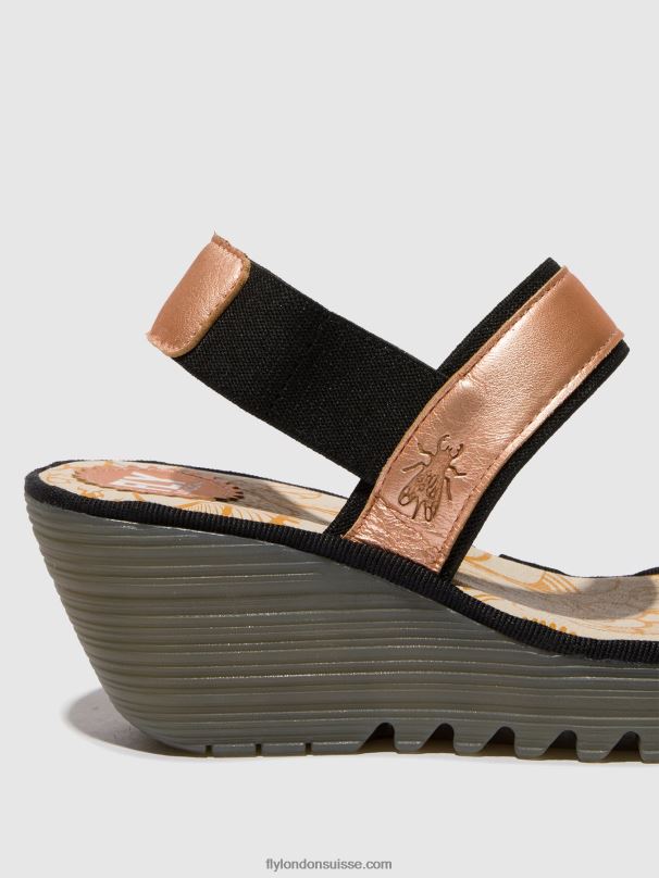 860NR439 sandales à bride arrière yaco416 Fly London rougir d'or femmes