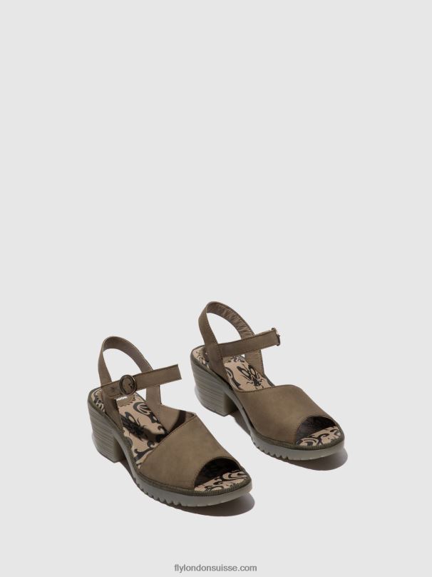860NR443 sandales à bride arrière wely439 Fly London kaki femmes