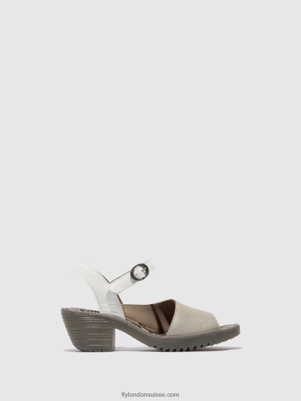 860NR444 sandales à bride arrière wely439 Fly London argent/ blanc cassé femmes