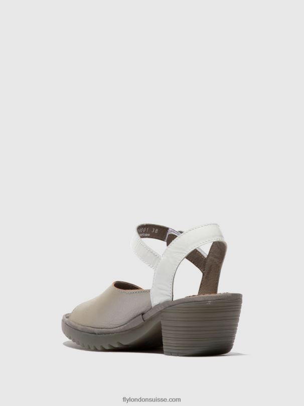 860NR444 sandales à bride arrière wely439 Fly London argent/ blanc cassé femmes