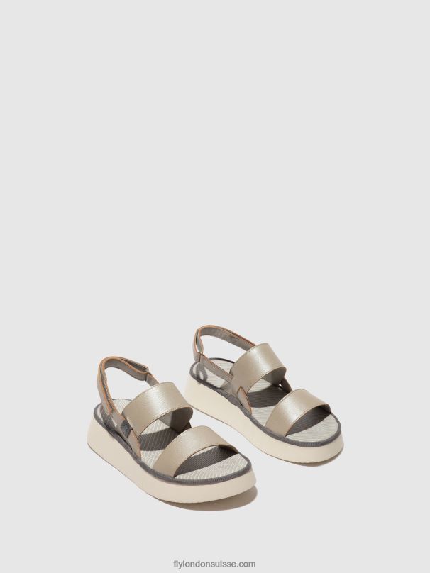 860NR463 sandales à bride arrière cura318 Fly London argent femmes