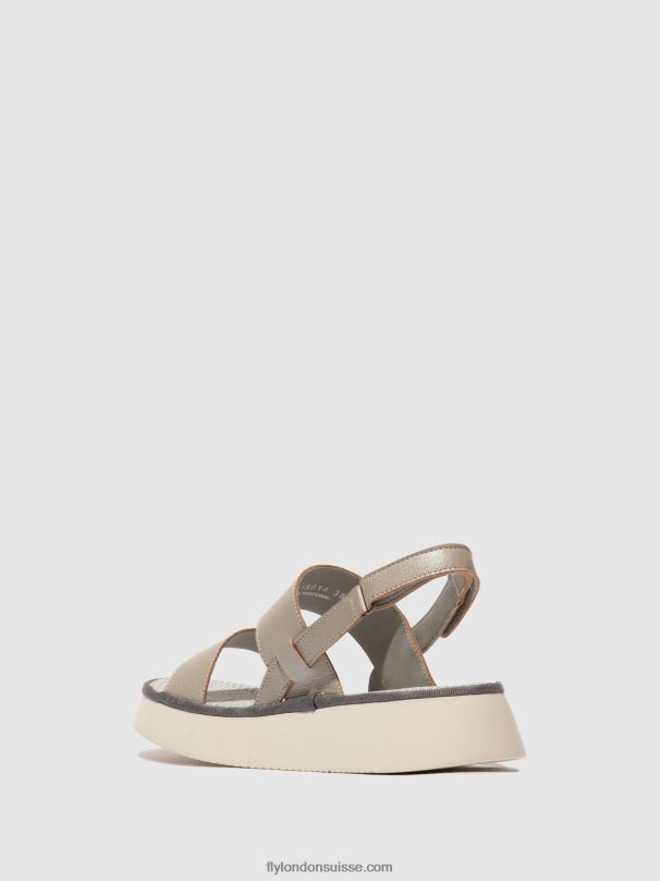 860NR463 sandales à bride arrière cura318 Fly London argent femmes