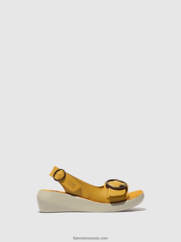 860NR465 sandales à bride arrière berk754 Fly London moutarde femmes