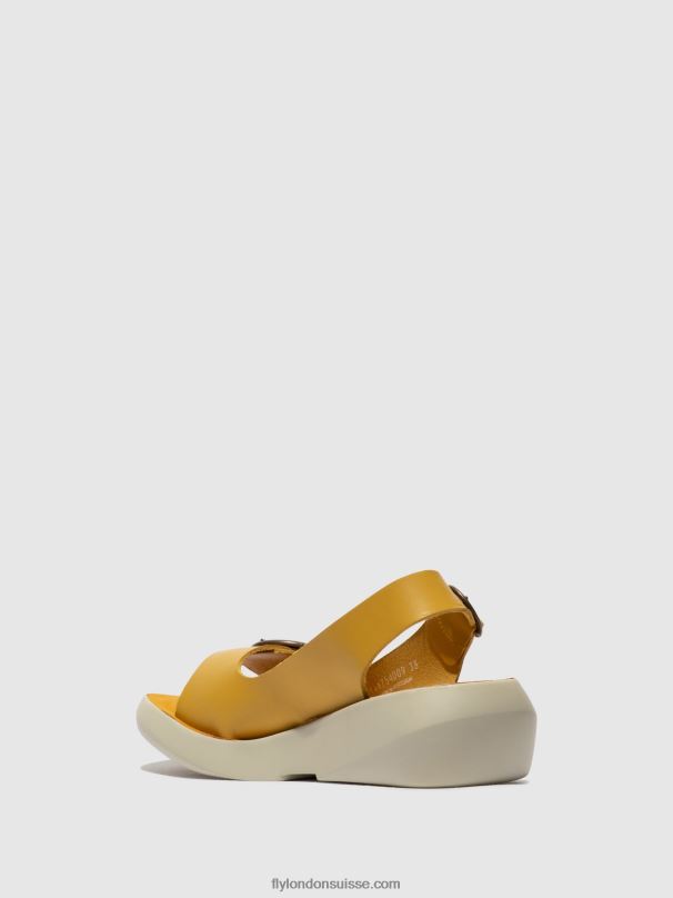 860NR465 sandales à bride arrière berk754 Fly London moutarde femmes