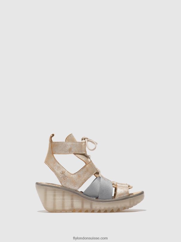 860NR471 sandales à lacets yaca413 Fly London perle femmes