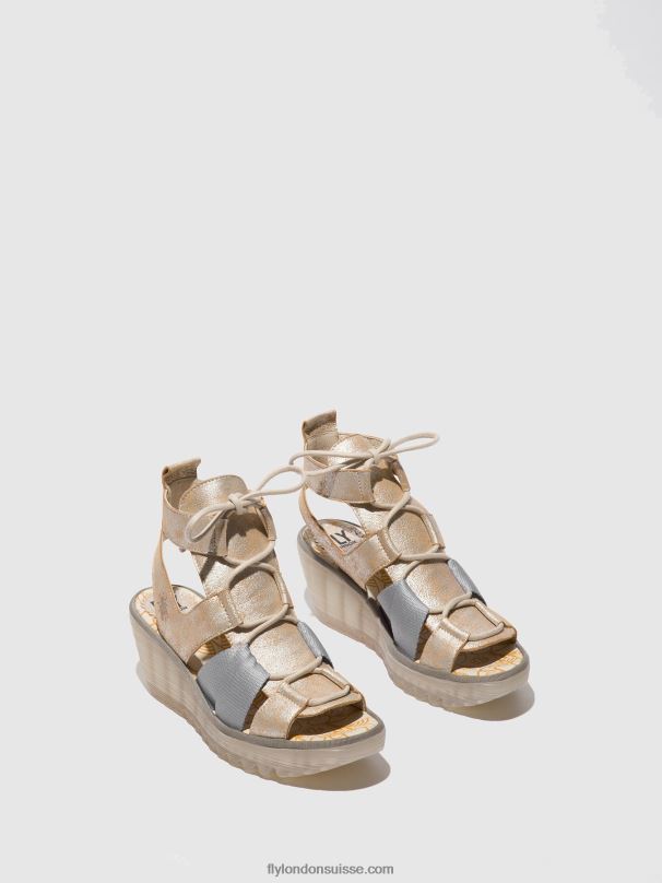 860NR471 sandales à lacets yaca413 Fly London perle femmes
