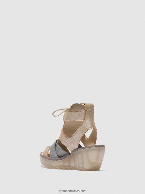860NR471 sandales à lacets yaca413 Fly London perle femmes
