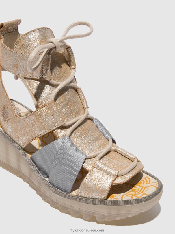 860NR471 sandales à lacets yaca413 Fly London perle femmes