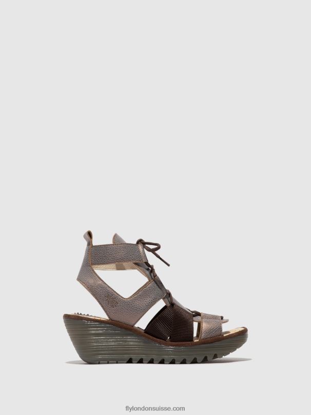 860NR472 sandales à lacets yaca413 Fly London bronze femmes