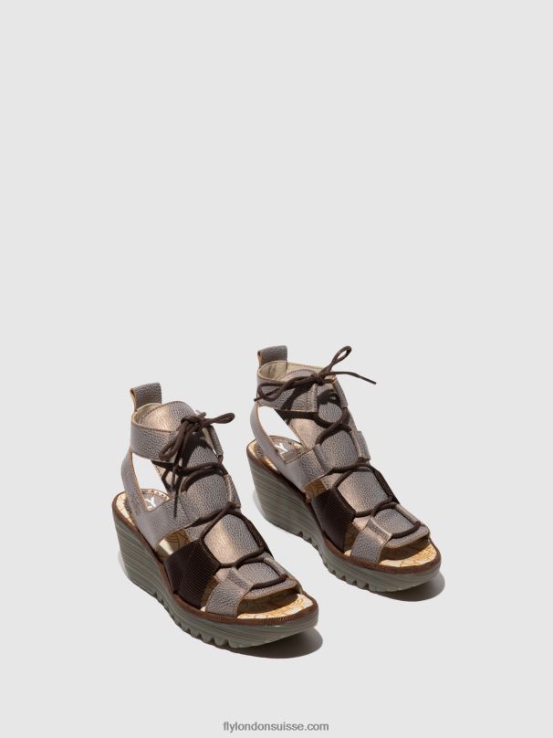 860NR472 sandales à lacets yaca413 Fly London bronze femmes
