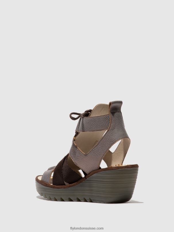 860NR472 sandales à lacets yaca413 Fly London bronze femmes