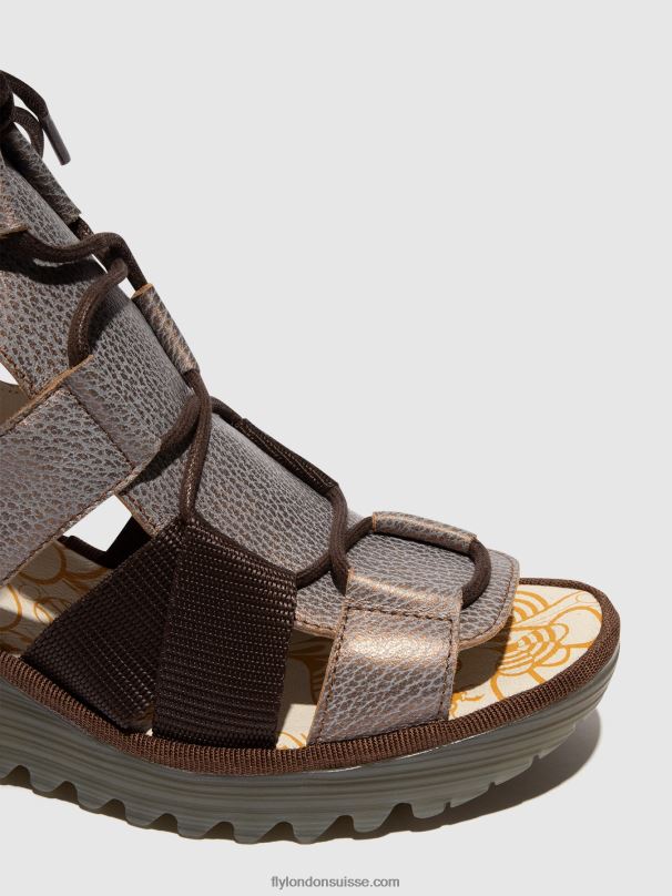 860NR472 sandales à lacets yaca413 Fly London bronze femmes
