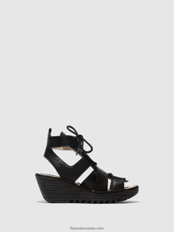 860NR473 sandales à lacets yaca413 Fly London noir femmes