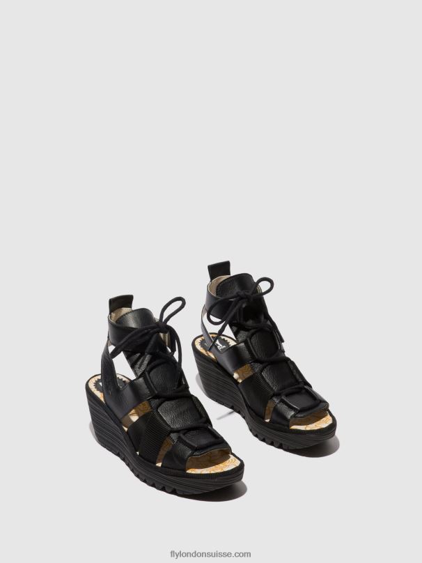 860NR473 sandales à lacets yaca413 Fly London noir femmes