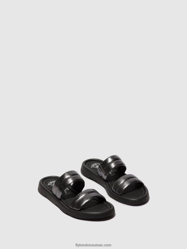 860NR474 sandales plates toha942 Fly London graphite femmes