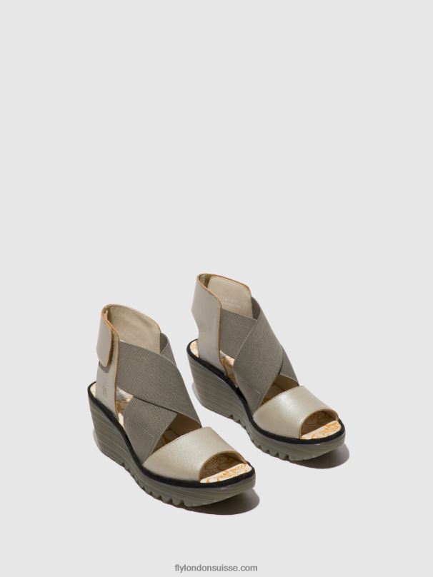 860NR477 sandales croisées yuba385 Fly London argent femmes