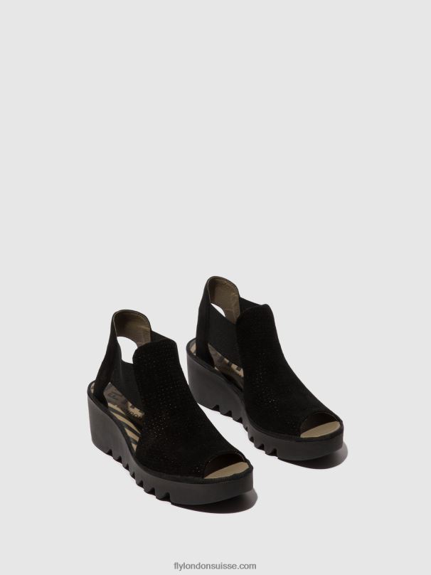 860NR478 sandales élastiquées biga412 Fly London noir femmes