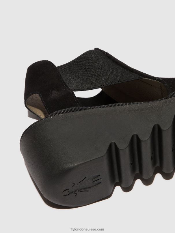860NR478 sandales élastiquées biga412 Fly London noir femmes