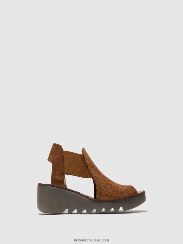 860NR479 sandales élastiquées biga412 Fly London Cognac femmes