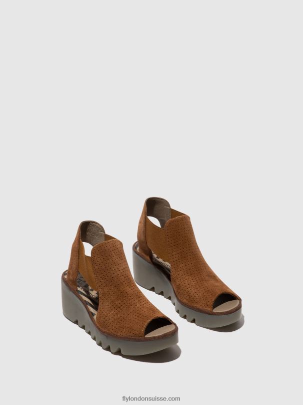 860NR479 sandales élastiquées biga412 Fly London Cognac femmes