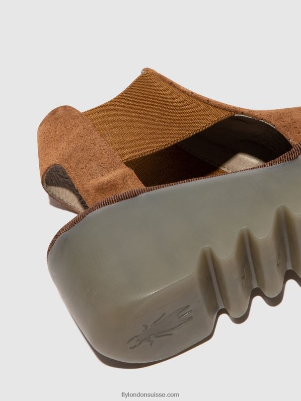 860NR479 sandales élastiquées biga412 Fly London Cognac femmes